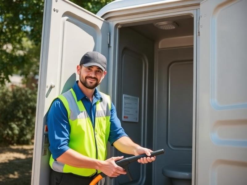 Maryellen Portable Toilets team member servicing a unit